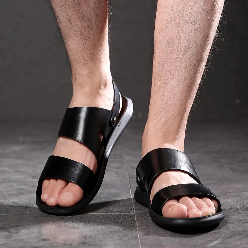 Men'S Genuine Leather Beach Sandals