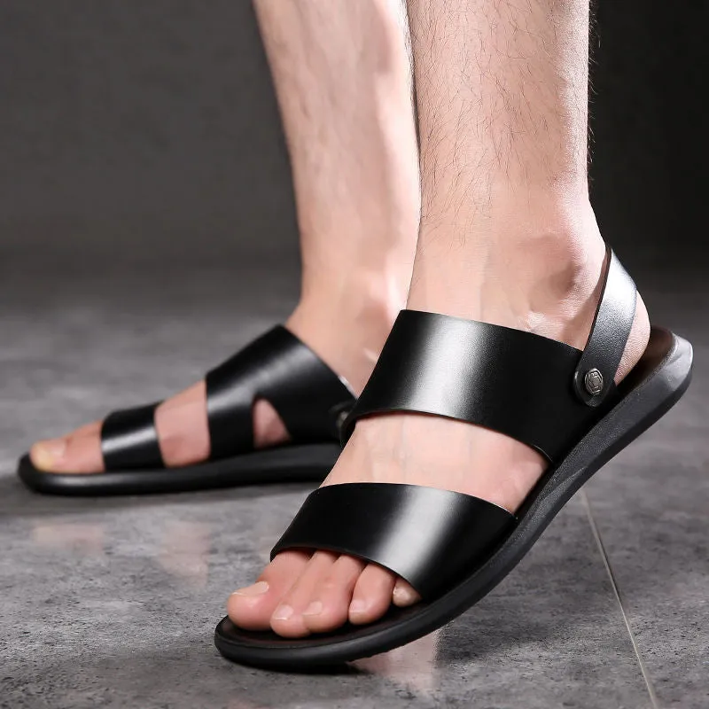 Men'S Genuine Leather Beach Sandals