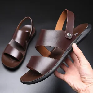 Men'S Genuine Leather Beach Sandals