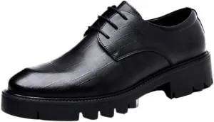 Men's Genuine Leather Platform Slip-On Oxfords Office Business Outdoor Cushioning Shoes for Business Work & Daily