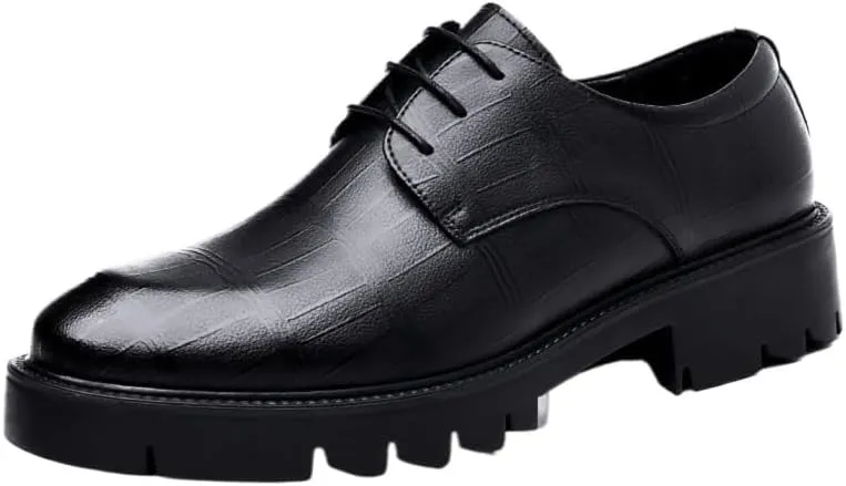 Men's Genuine Leather Platform Slip-On Oxfords Office Business Outdoor Cushioning Shoes for Business Work & Daily