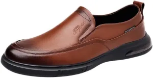 Men's Hands Free Slip On Walking Leather Shoes Loafers Slip-ins Working Dress Casual Outdoor Lightweight Cushioning