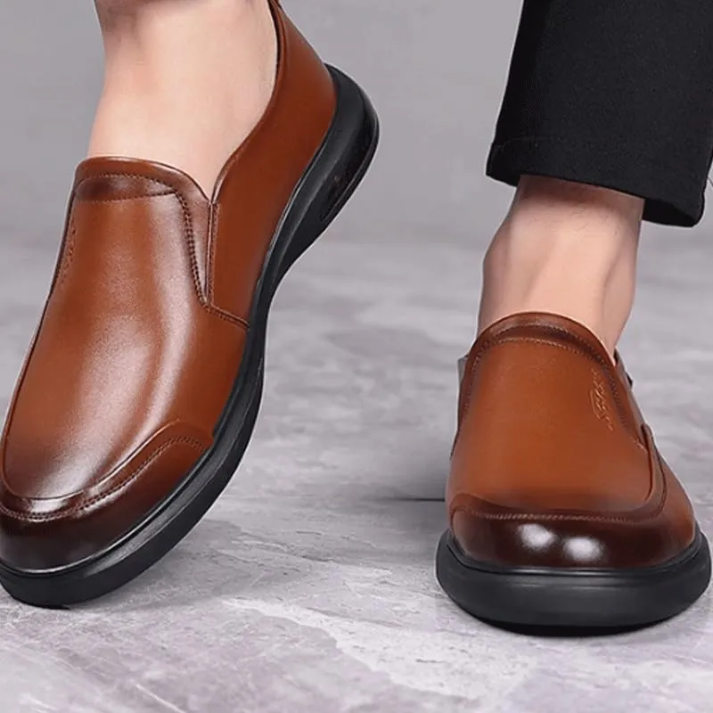 Men's Hands Free Slip On Walking Leather Shoes Loafers Slip-ins Working Dress Casual Outdoor Lightweight Cushioning