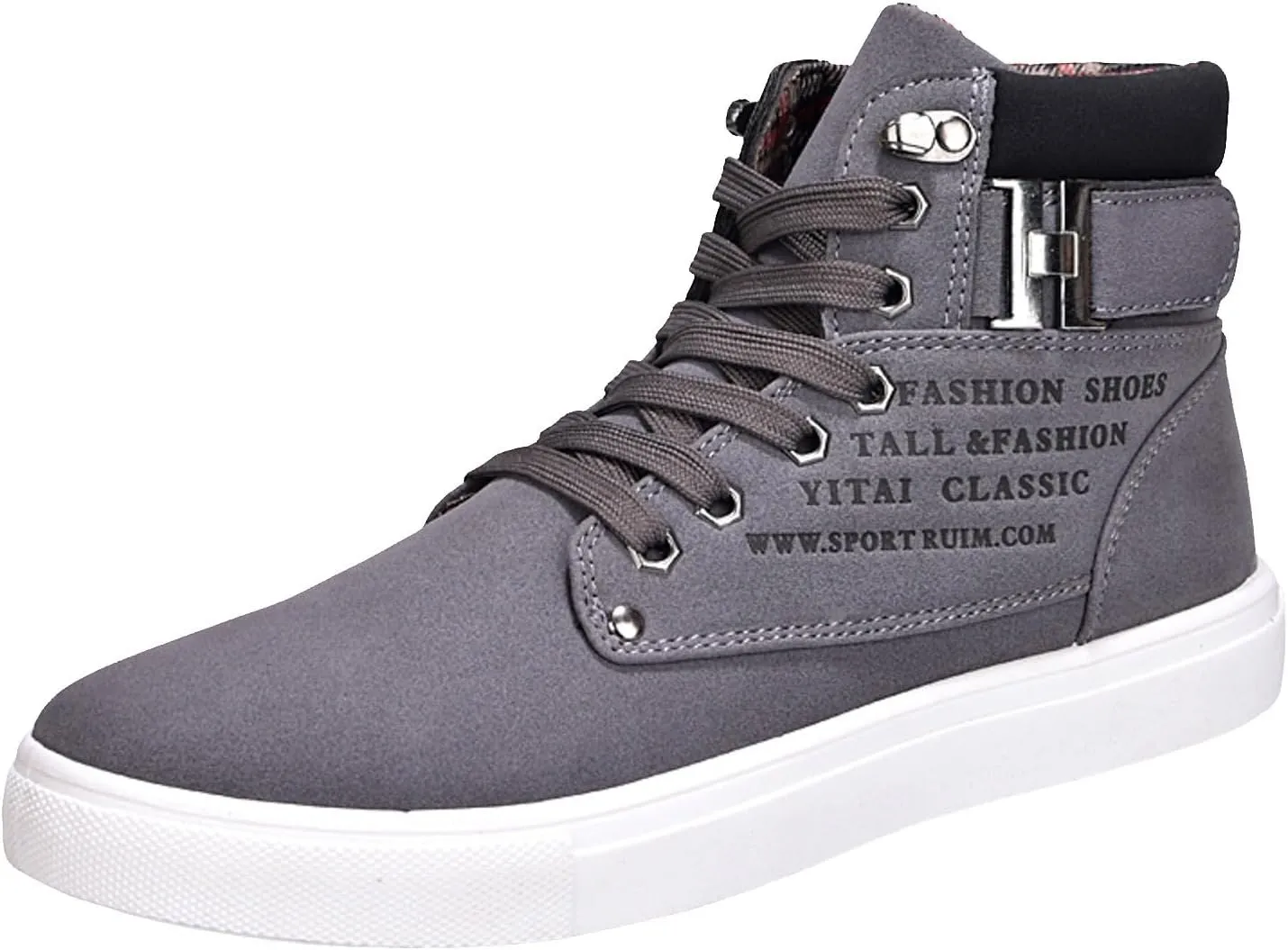 Men's High Top Sneakers Retro Casual Lace Up Sport Shoes Flat Bottom Walking Boots Men Size 11 Cowboy Boots