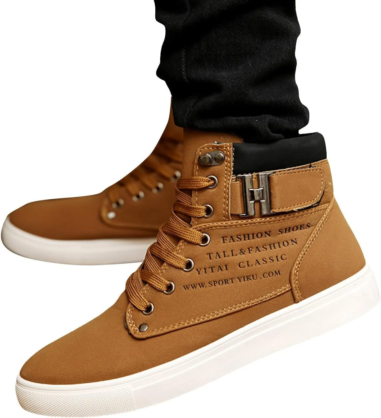 Men's High Top Sneakers Retro Casual Lace Up Sport Shoes Flat Bottom Walking Boots Men Size 11 Cowboy Boots