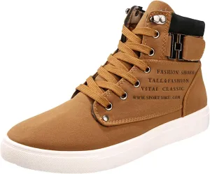 Men's High Top Sneakers Retro Casual Lace Up Sport Shoes Flat Bottom Walking Boots Men Size 11 Cowboy Boots