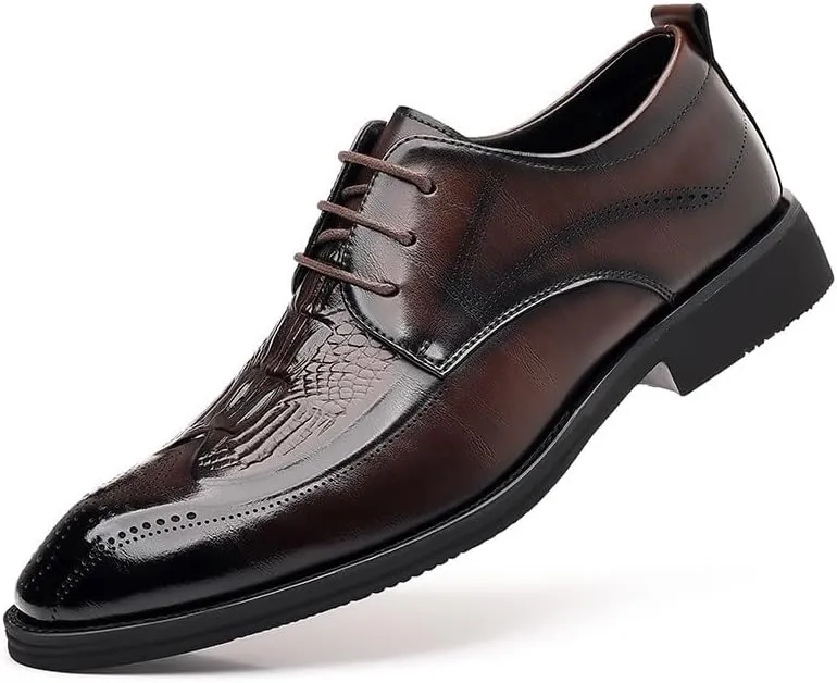 Men's Hollow Faux Patent Dress Shoes, Male Business Casual Shoes Men Business Casual Suit Shoes Shoe Lace Comfortable Leather Shoes Male Dress Men's Leather Shoes Men's Light Brown Dress Shoes