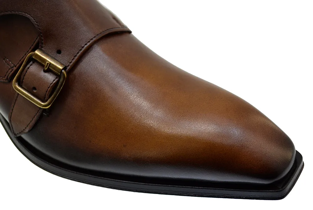 Men's Italian Shoes Jo Ghost 3240 Brown Leather Buckle Boots