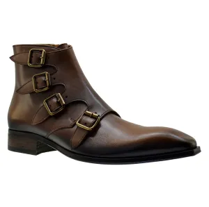 Men's Italian Shoes Jo Ghost 3240 Brown Leather Buckle Boots