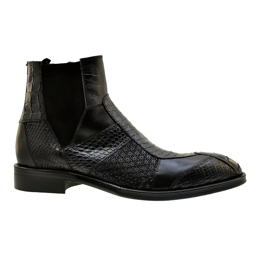 Men's Italian Shoes Jo Ghost 4996 Black Leather Formal Ankle Boots