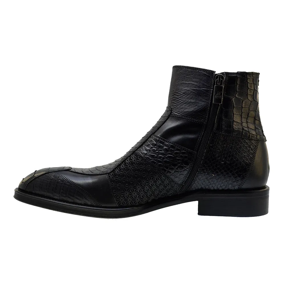 Men's Italian Shoes Jo Ghost 4996 Black Leather Formal Ankle Boots