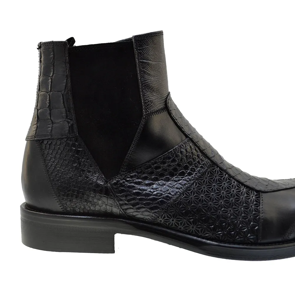 Men's Italian Shoes Jo Ghost 4996 Black Leather Formal Ankle Boots