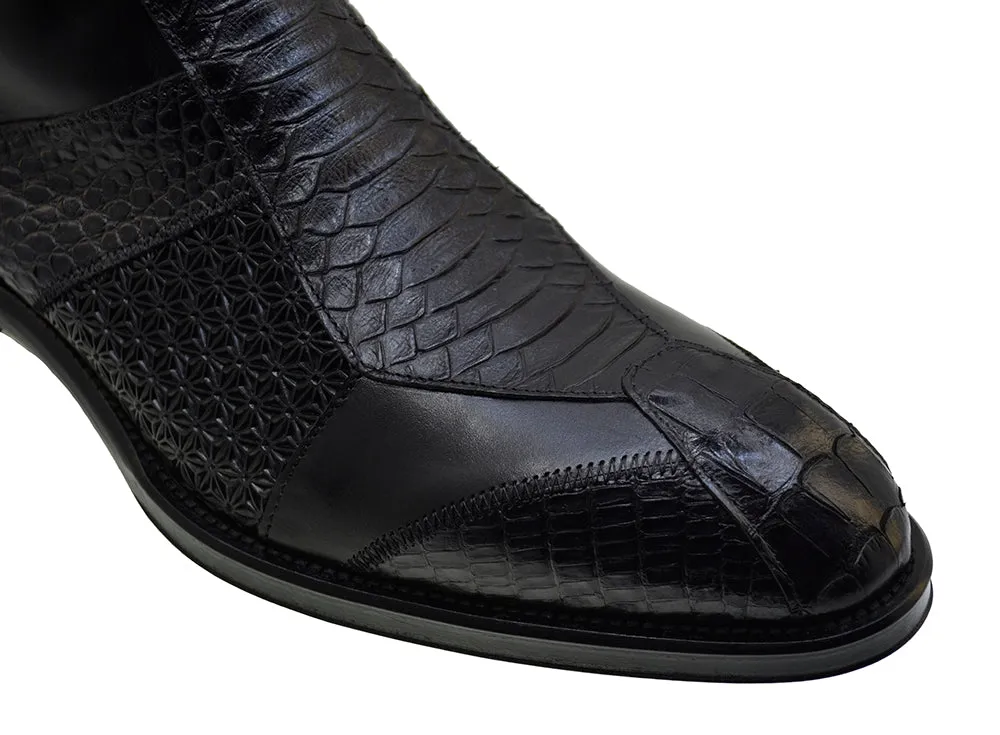 Men's Italian Shoes Jo Ghost 4996 Black Leather Formal Ankle Boots