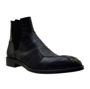 Men's Italian Shoes Jo Ghost 4996 Black Leather Formal Ankle Boots