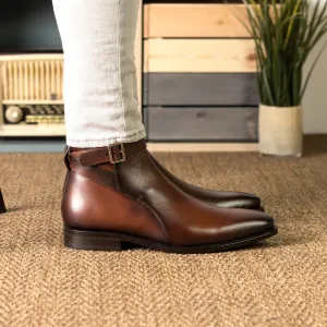 Men's Jodhpur Leather Boots Goodyear Welt Wide Plus Size Brown 5585