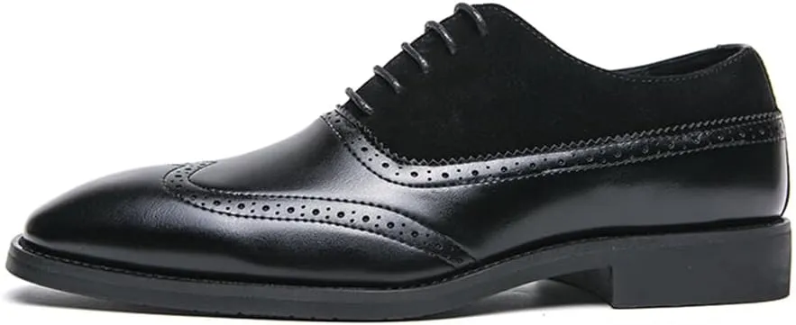 Men's Lace-up Brogues Dress Oxford Shoes Classic Wingtip Cap Toe Derby Shoes Fashion Business Formal Leather Shoes