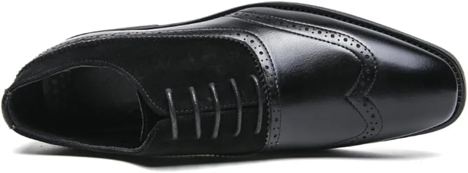 Men's Lace-up Brogues Dress Oxford Shoes Classic Wingtip Cap Toe Derby Shoes Fashion Business Formal Leather Shoes