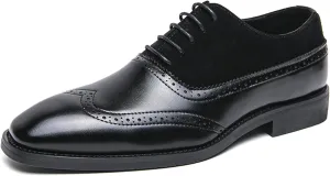 Men's Lace-up Brogues Dress Oxford Shoes Classic Wingtip Cap Toe Derby Shoes Fashion Business Formal Leather Shoes