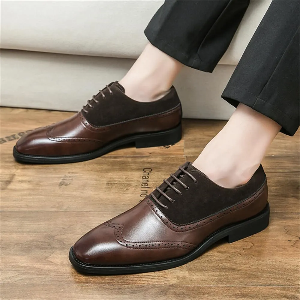 Men's Lace-up Brogues Dress Oxford Shoes Classic Wingtip Cap Toe Derby Shoes Fashion Business Formal Leather Shoes