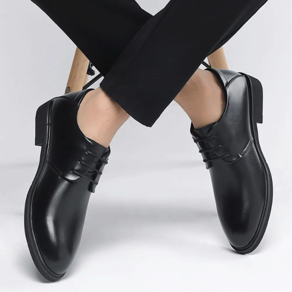 Men's Lace-up Leather Dress Shoes - Men Prom Wedding Heels Oxfords Patent Leather Formal Dress Oxfords