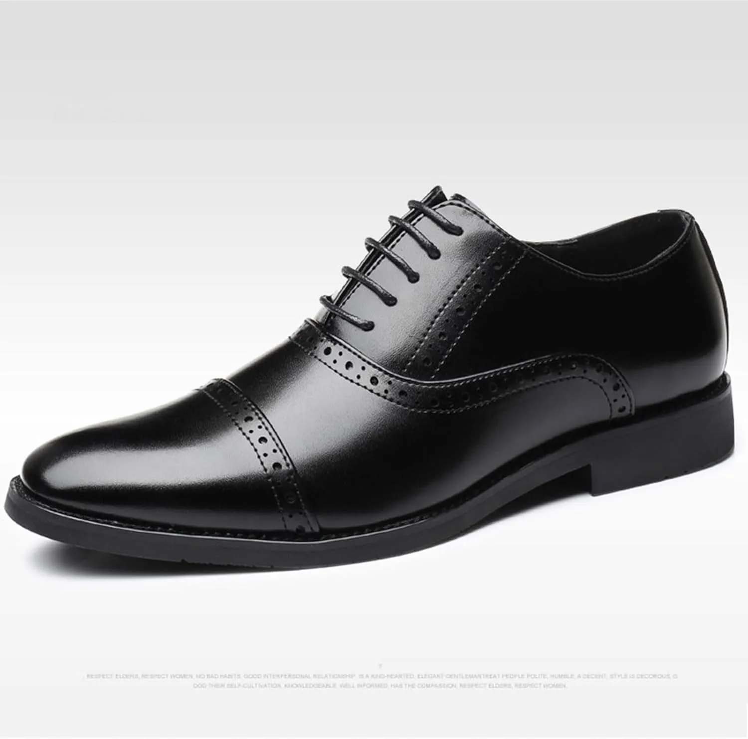 Mens Lace-Up Shoes, Pointed Toe Large Size Brogues Leather Shoes Business Casual Oxfords Formal Shoes Low Top Office Work Dress Shoes Wedding Loafers, 44 EU,Black