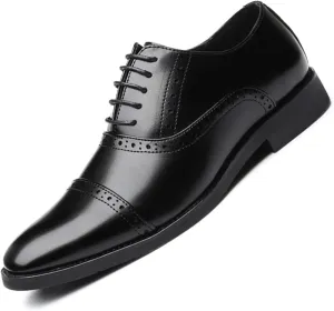Mens Lace-Up Shoes, Pointed Toe Large Size Brogues Leather Shoes Business Casual Oxfords Formal Shoes Low Top Office Work Dress Shoes Wedding Loafers, 44 EU,Black