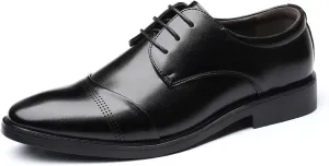 Mens Lace-Up Shoes, Pointed Toe Large Size Leather Shoes Brogues Business Casual Derbys Formal Shoes Low Top Office Work Dress Shoes Wedding Loafers, 40 EU,Black
