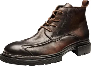 Men's Large Size High Top Chukka Boot Lace Up Ankle Boots Thick Bottom Short Boots Leather Composite Slip Work Boots