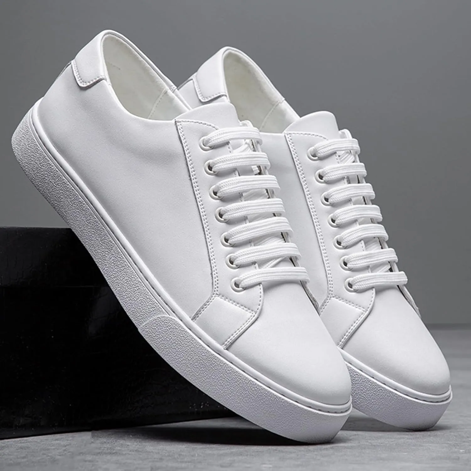 Men's Leather Fashion Sneaker British Style Polished Casual Shoes Lace Up Retro Comfortable Business Oxford Dressy Shoe