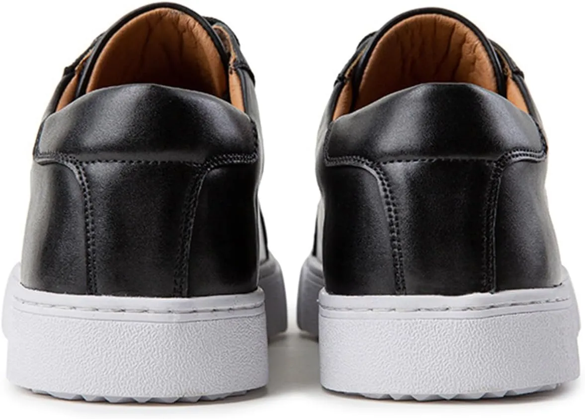 Men's Leather Fashion Sneaker British Style Polished Casual Shoes Lace Up Retro Comfortable Business Oxford Dressy Shoe