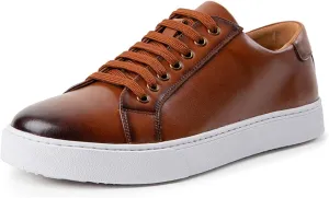 Men's Leather Fashion Sneaker British Style Polished Casual Shoes Lace Up Retro Comfortable Business Oxford Dressy Shoe