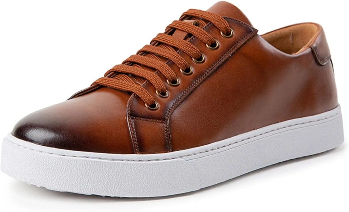 Men's Leather Fashion Sneaker British Style Polished Casual Shoes Lace Up Retro Comfortable Business Oxford Dressy Shoe
