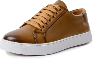 Men's Leather Fashion Sneaker British Style Polished Casual Shoes Lace Up Retro Comfortable Business Oxford Dressy Shoe