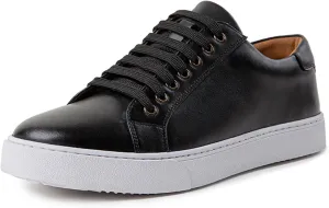 Men's Leather Fashion Sneaker British Style Polished Casual Shoes Lace Up Retro Comfortable Business Oxford Dressy Shoe