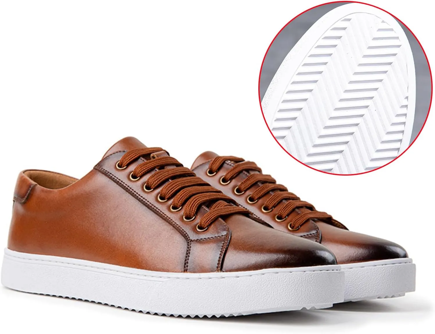 Men's Leather Fashion Sneaker British Style Polished Casual Shoes Lace Up Retro Comfortable Business Oxford Dressy Shoe