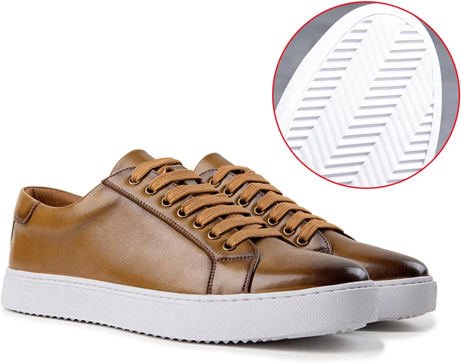 Men's Leather Fashion Sneaker British Style Polished Casual Shoes Lace Up Retro Comfortable Business Oxford Dressy Shoe