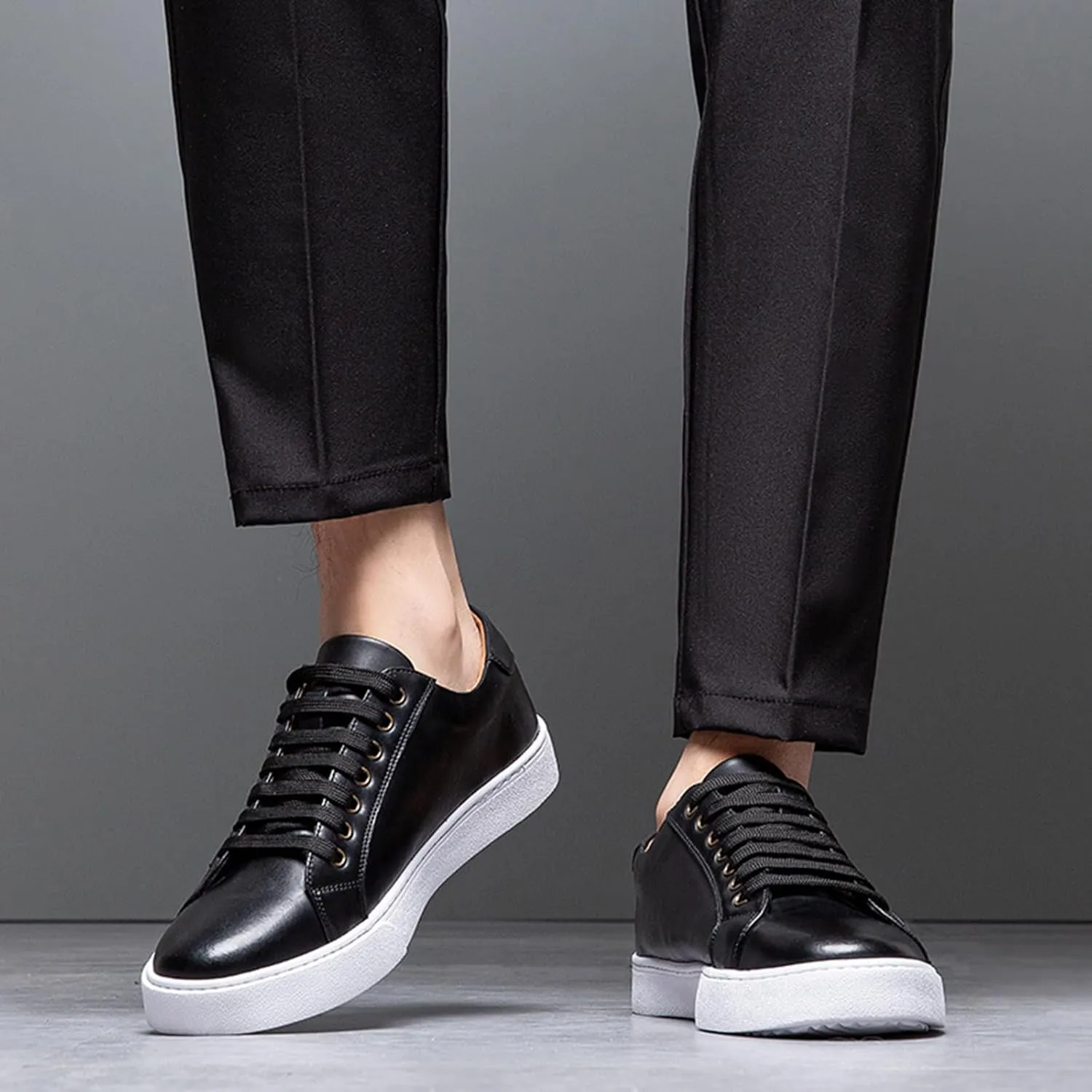 Men's Leather Fashion Sneaker British Style Polished Casual Shoes Lace Up Retro Comfortable Business Oxford Dressy Shoe