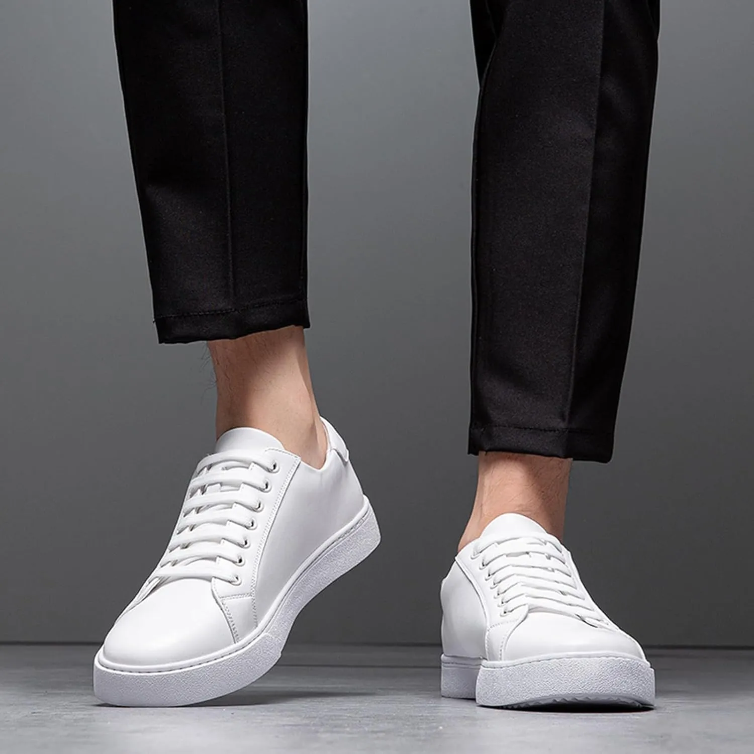 Men's Leather Fashion Sneaker British Style Polished Casual Shoes Lace Up Retro Comfortable Business Oxford Dressy Shoe
