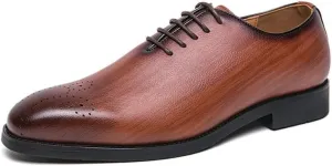 Men's Leather Oxford Shoes - Formal Lace Up Dress Sneakers for Business & Casual Wear