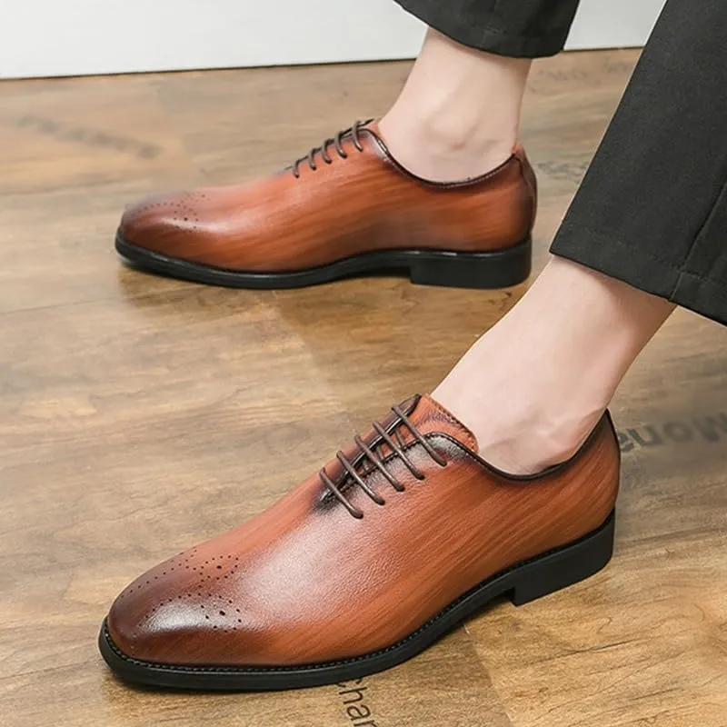 Men's Leather Oxford Shoes - Formal Lace Up Dress Sneakers for Business & Casual Wear