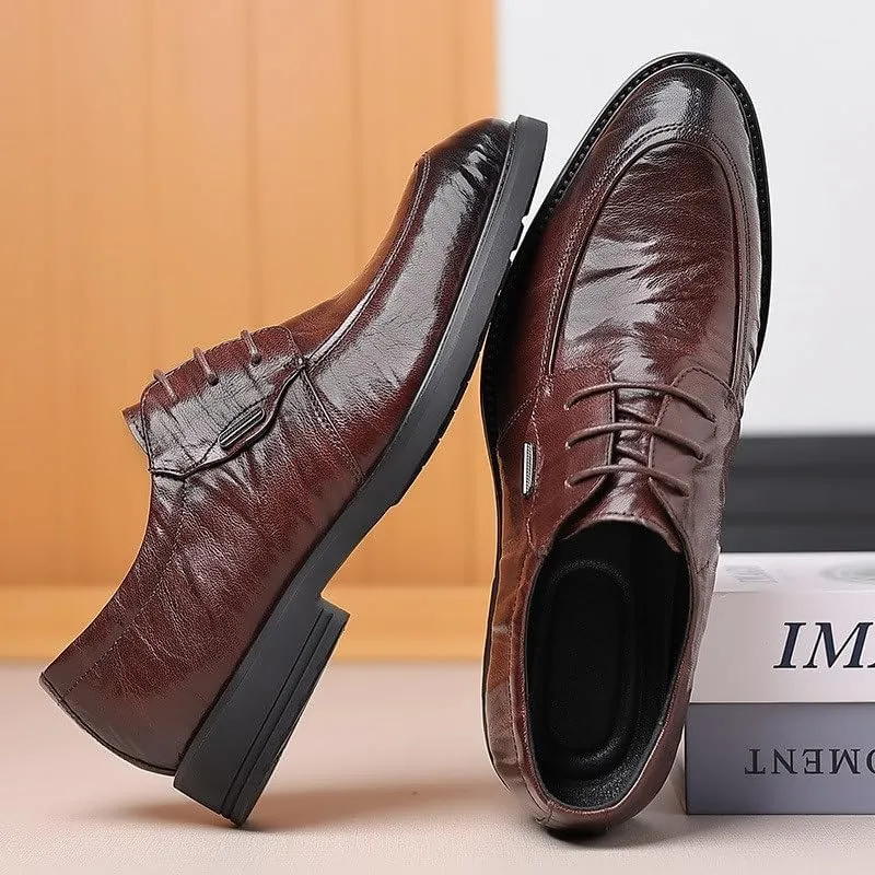 Men's Leather Shoes Business Casual Soft Sole Formal Shoes Fashion Comfortable Breathable Leather Shoes Leather Lined Lace Up for Men