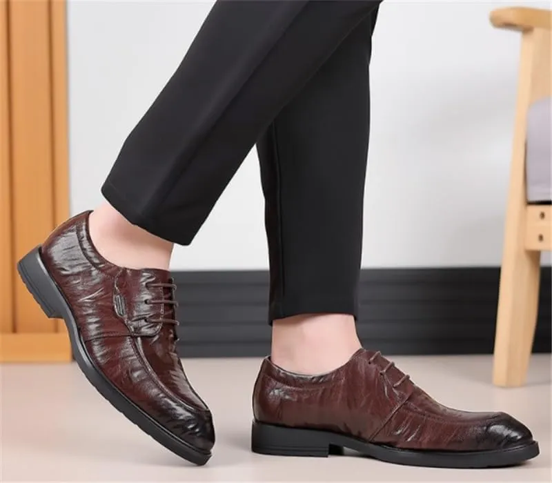 Men's Leather Shoes Business Casual Soft Sole Formal Shoes Fashion Comfortable Breathable Leather Shoes Leather Lined Lace Up for Men