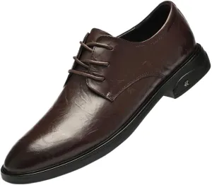 Mens Leather Shoes Genuine Leather Luxury Comfortable Tuxedo Shoes Formal Business Casual Men's Dress Shoes(Brown,10)
