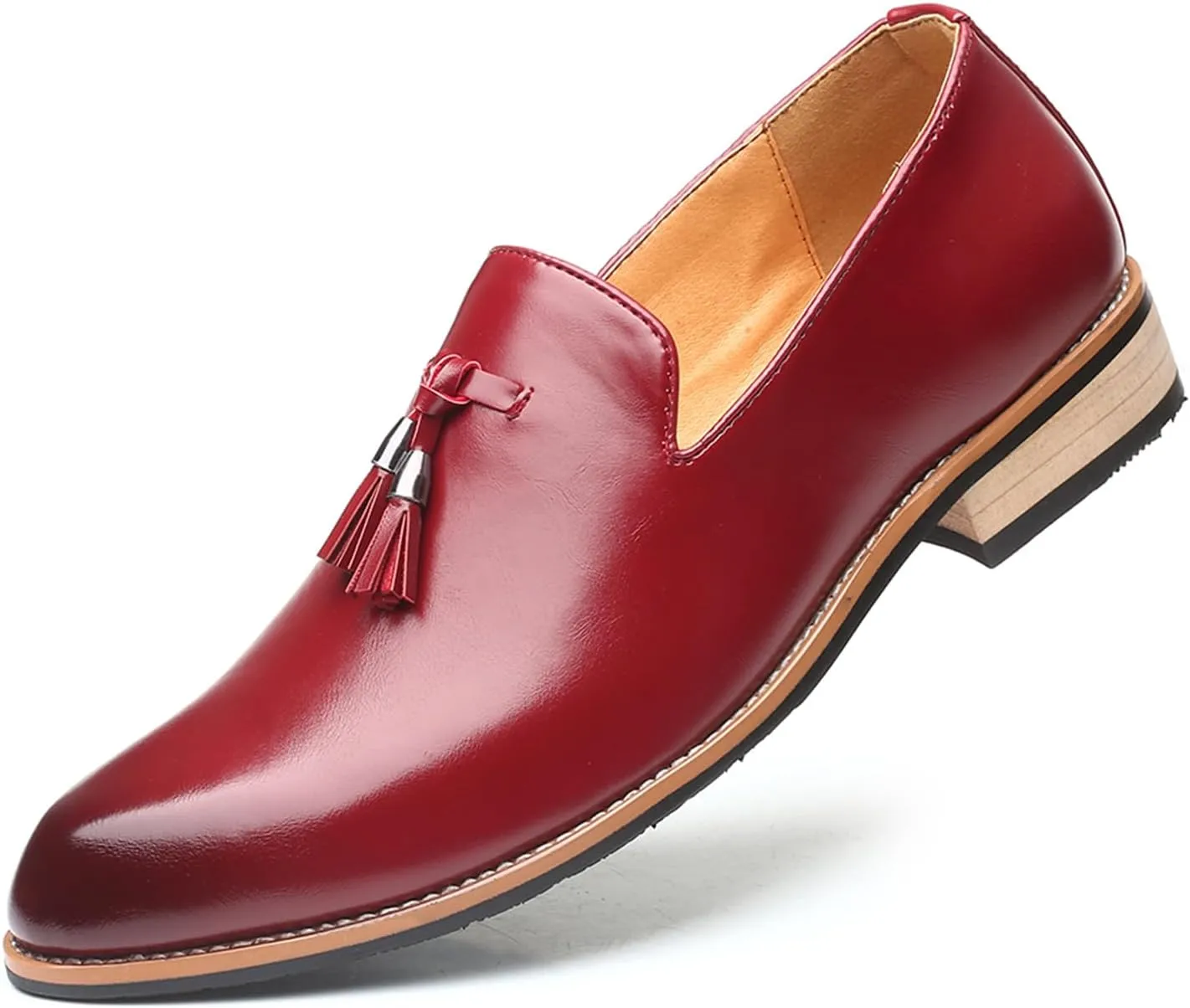 Men's Leather Slip-On Tassel Dress Loafers Classic Vintage Penny Formal Shoes for Business Party Wedding Prom