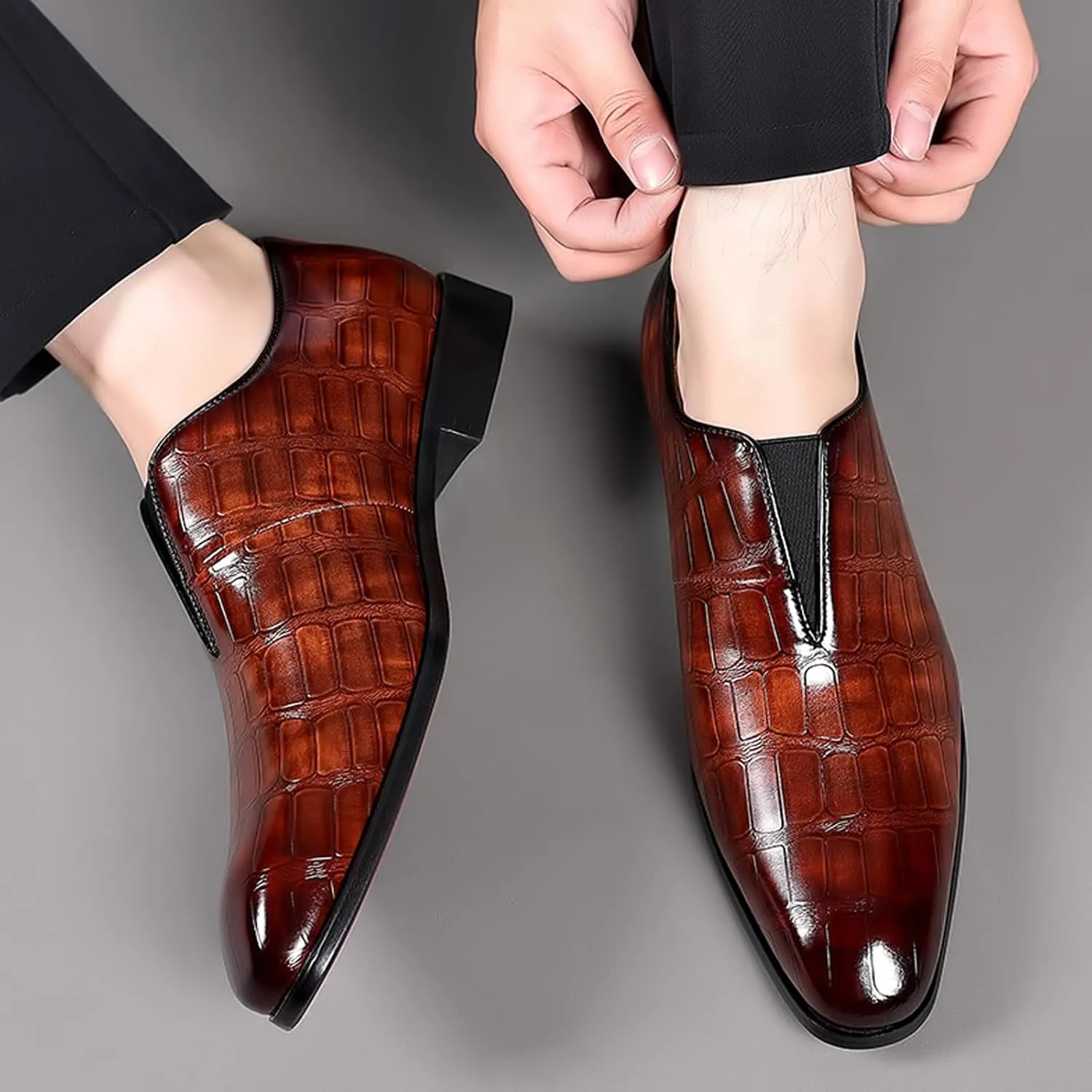 Men's Loafer Shoes Slip On Dress Casual Driving Shoes Business Leather Shoes for Prom Party Wedding