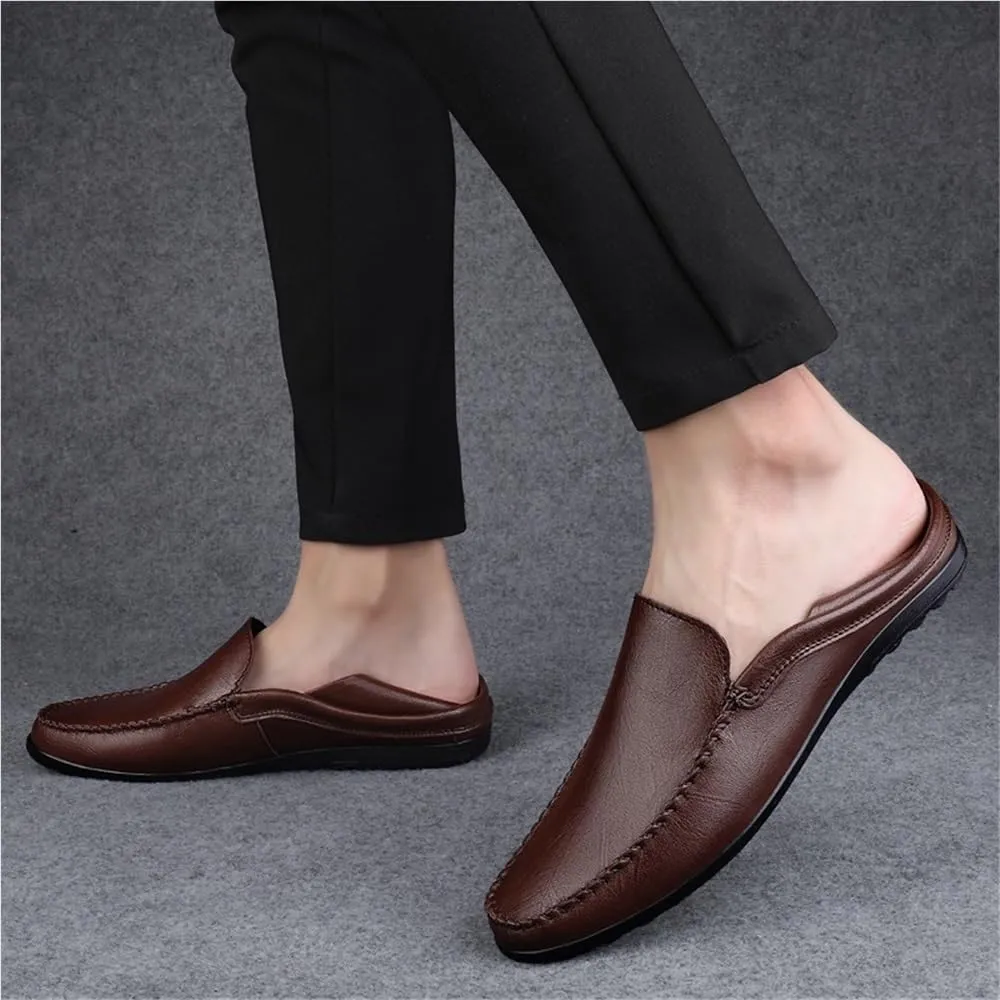 Mens Loafers Comfortable PU Leather Shoes for Men Round Toe Casual Wedding Anti Slip Sole Lightweight Breathable Driving Shoes