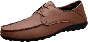 Men's Loafers Men's Hands Free Slip On Walking Leather Shoes Moccasin Indoor & Outdoor Lightweight Design