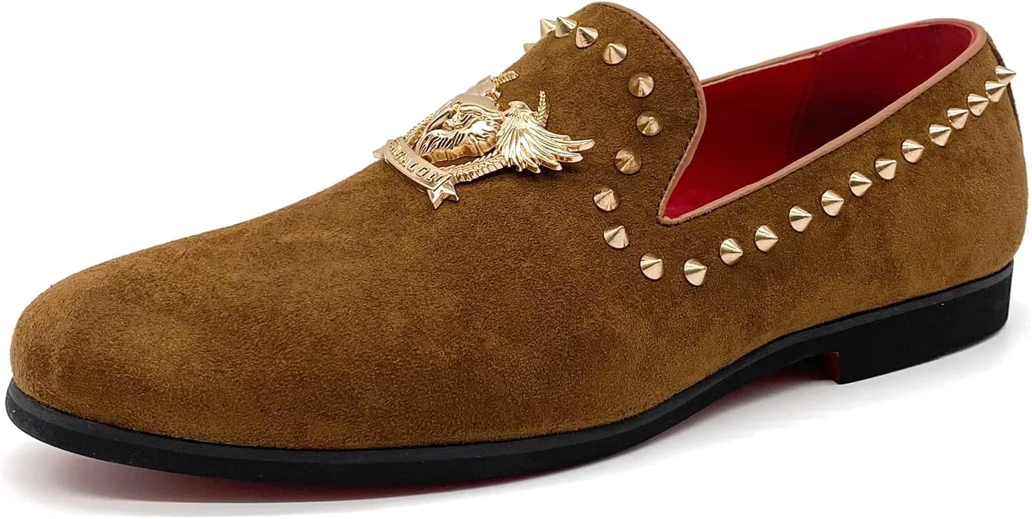 Men's Loafers Vintage Slip on Suede Dress Shoes Velvet Dress Loafers Size 7-13
