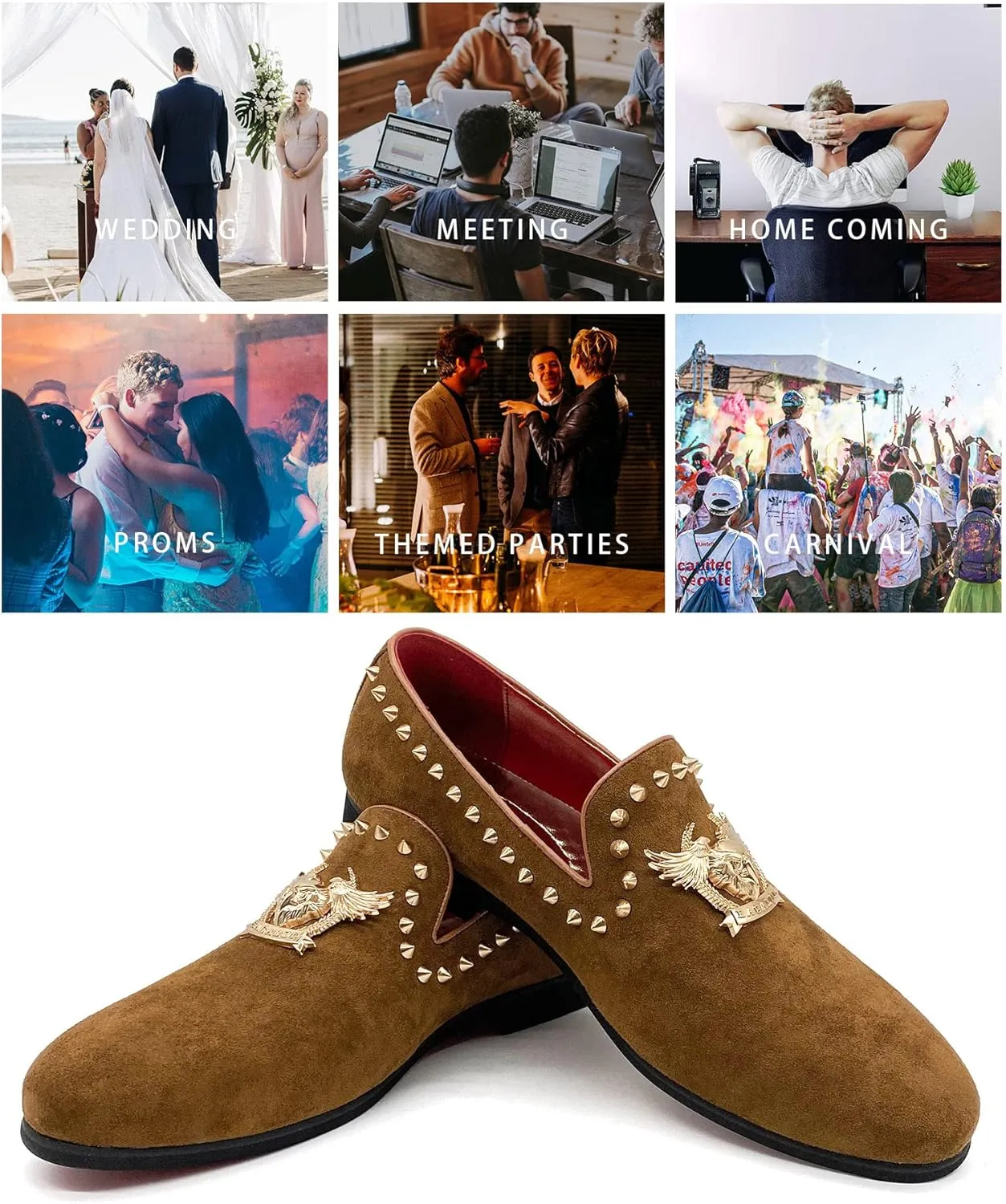 Men's Loafers Vintage Slip on Suede Dress Shoes Velvet Dress Loafers Size 7-13