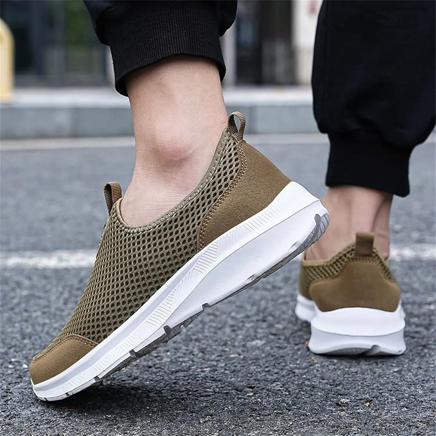 Men's Mesh Sneakers Mens Slip On Sneakers Wide Width Waterproof Shoes for Women Comfortable Dressy Slip on Loafers for Men Black Sneakers for Women